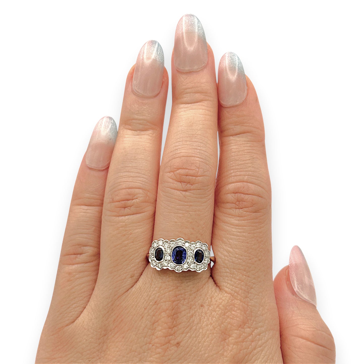 BRAND NEW | 18ct Y/W Gold Sapphire Trinity Ring Valuation $5,800