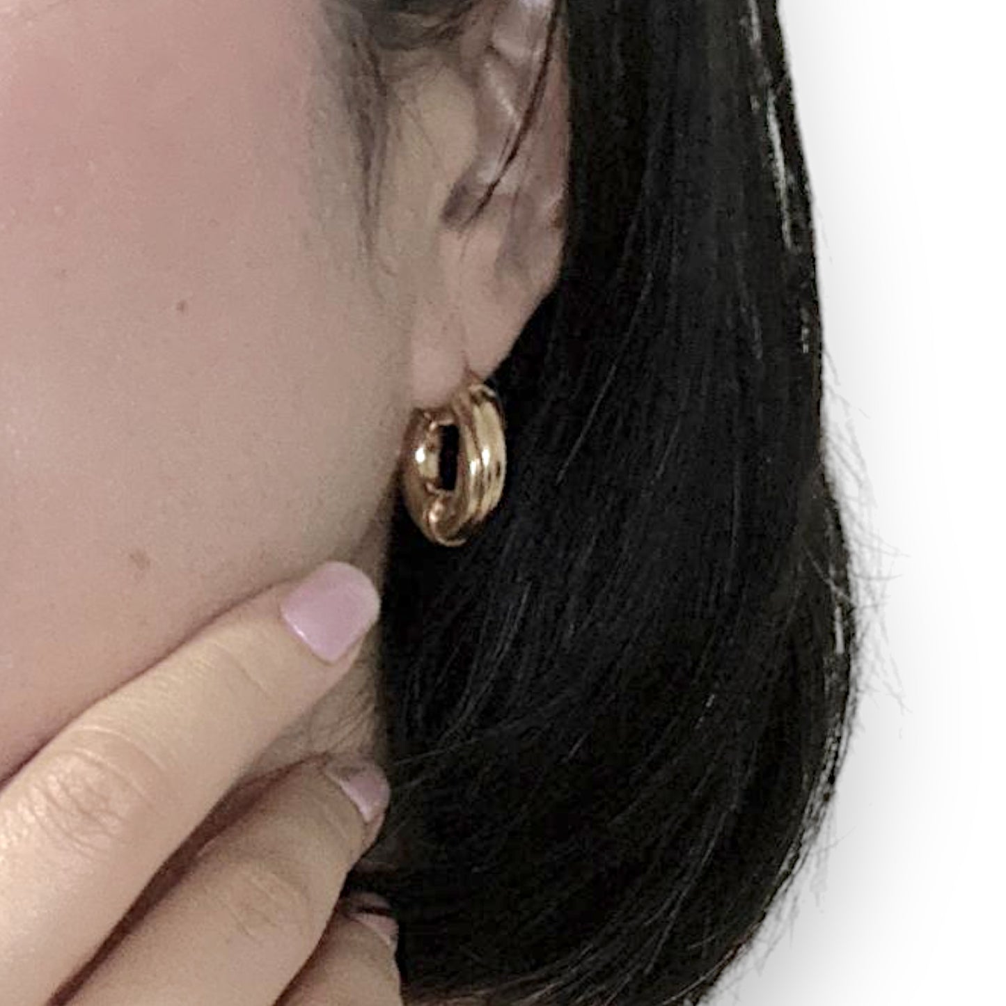 9ct Gold Thick Round Hoop Earrings R # 356