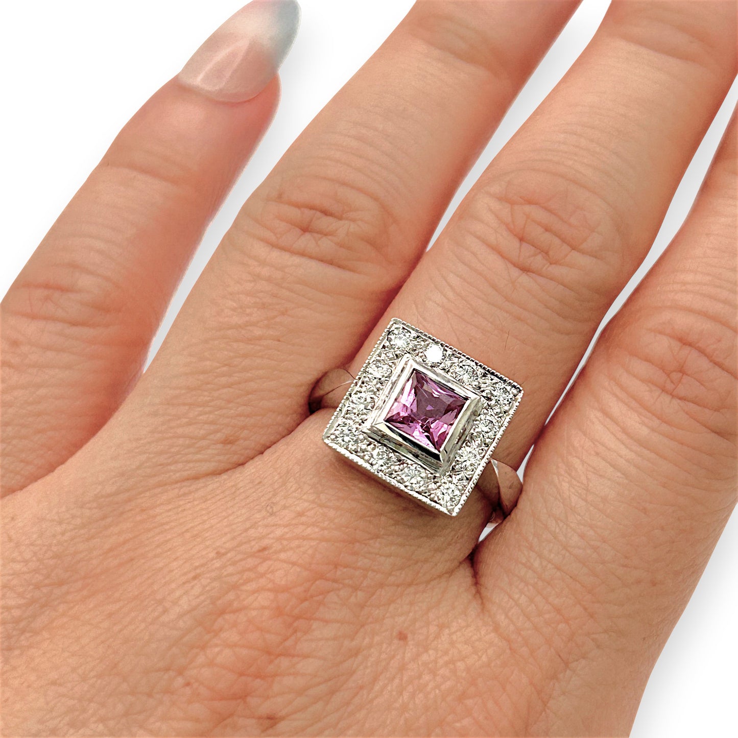 BRAND NEW | 18ct W/Gold Imperial Pink Sapphire Ring Valuation $12,850