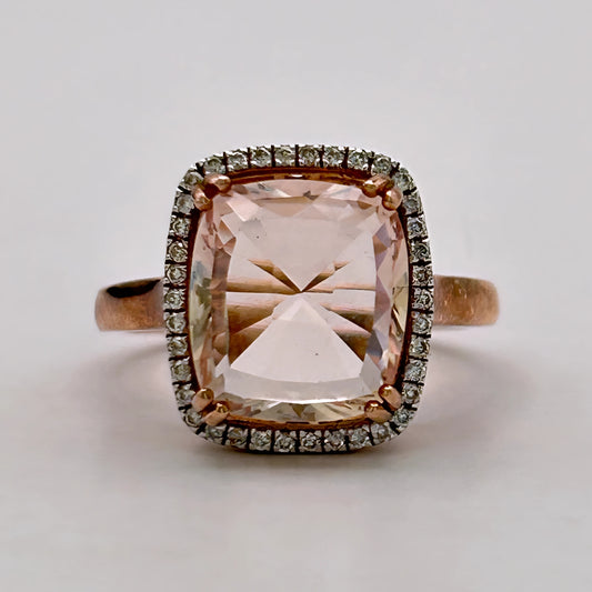 BRAND NEW | 9ct (9kt) Rose Gold Blush Petal Morganite Ring Valuation $2,900