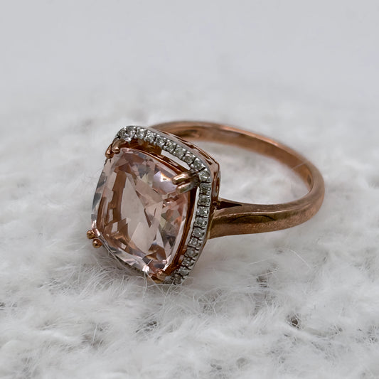 BRAND NEW | 9ct (9kt) Rose Gold Blush Petal Morganite Ring Valuation $2,900