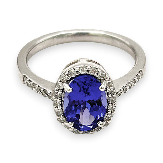BRAND NEW | 18ct  White Gold Celestine Tanzanite Ring Valuation $7,700