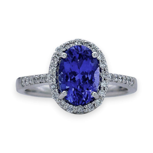 BRAND NEW | 18ct  White Gold Celestine Tanzanite Ring Valuation $7,700