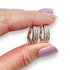 9ct Gold Horse Shoe Hoop Earrings with Diamonds R # 362