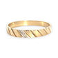 GOLD DEAL | 9ct Gold Solid Striped Band, Diamonds in White Gold Setting Size V-W