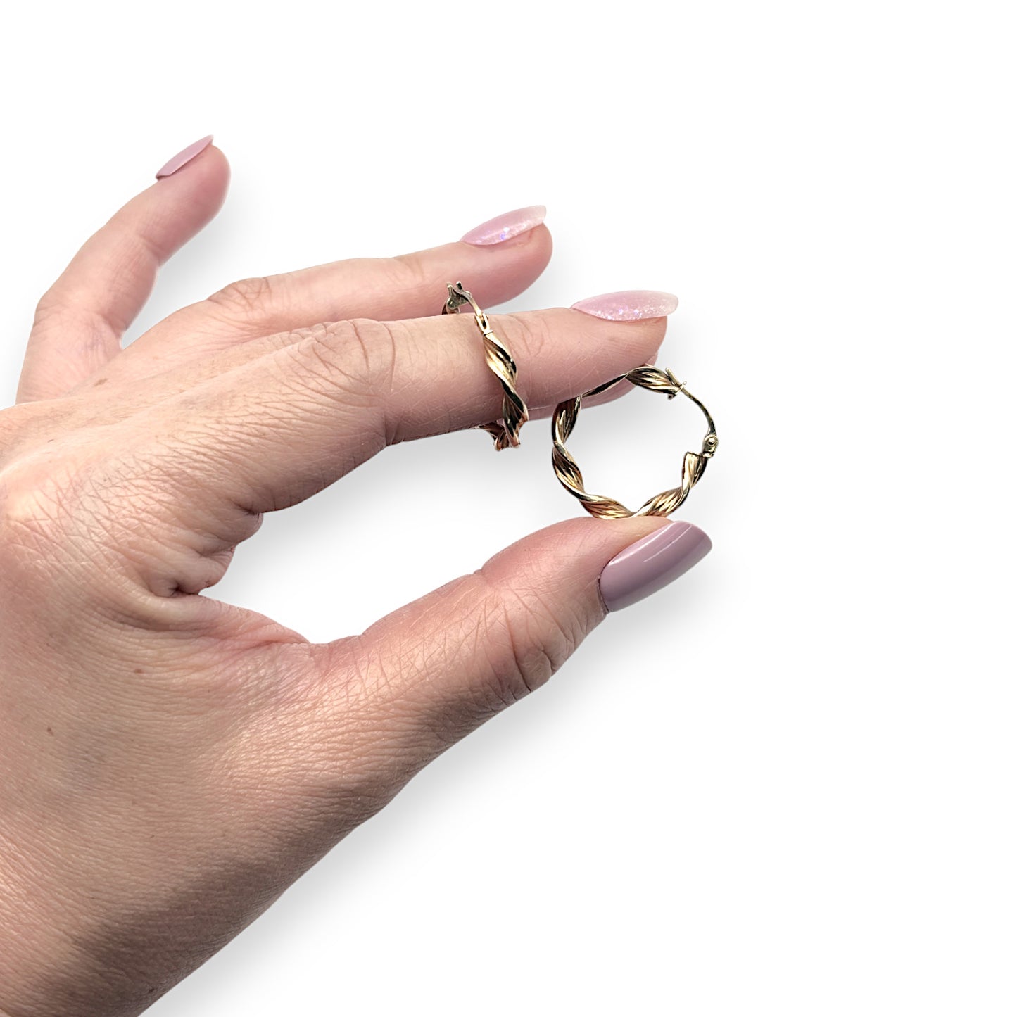9ct Gold Round Twist Hoop Earrings. R # 375