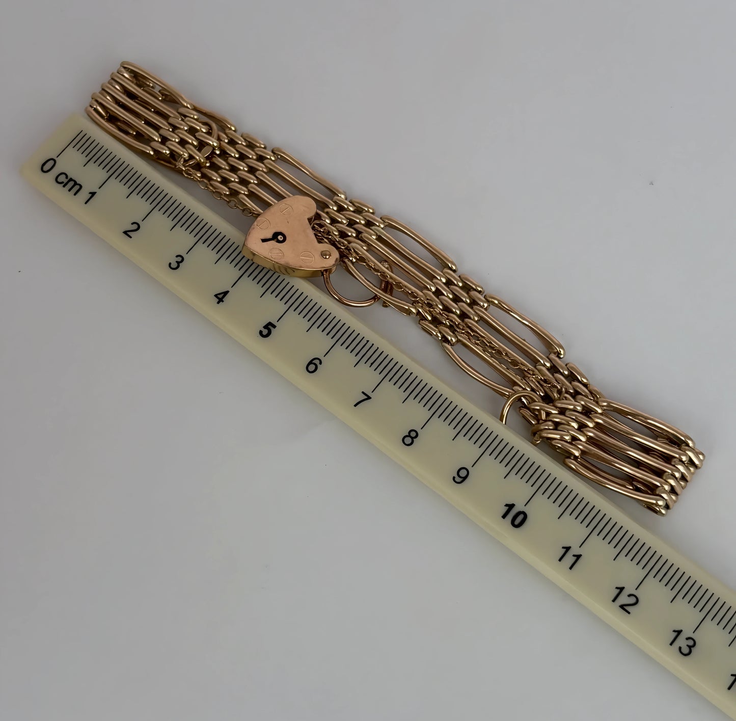 NZGD | 9ct Rose Gold Vintage Gold Heart‑Lock Bracelet 19cm
