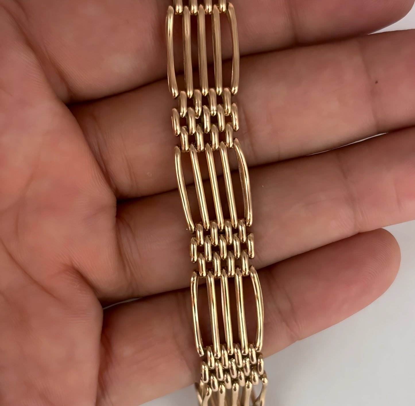 NZGD | 9ct Rose Gold Vintage Gold Heart‑Lock Bracelet 19cm