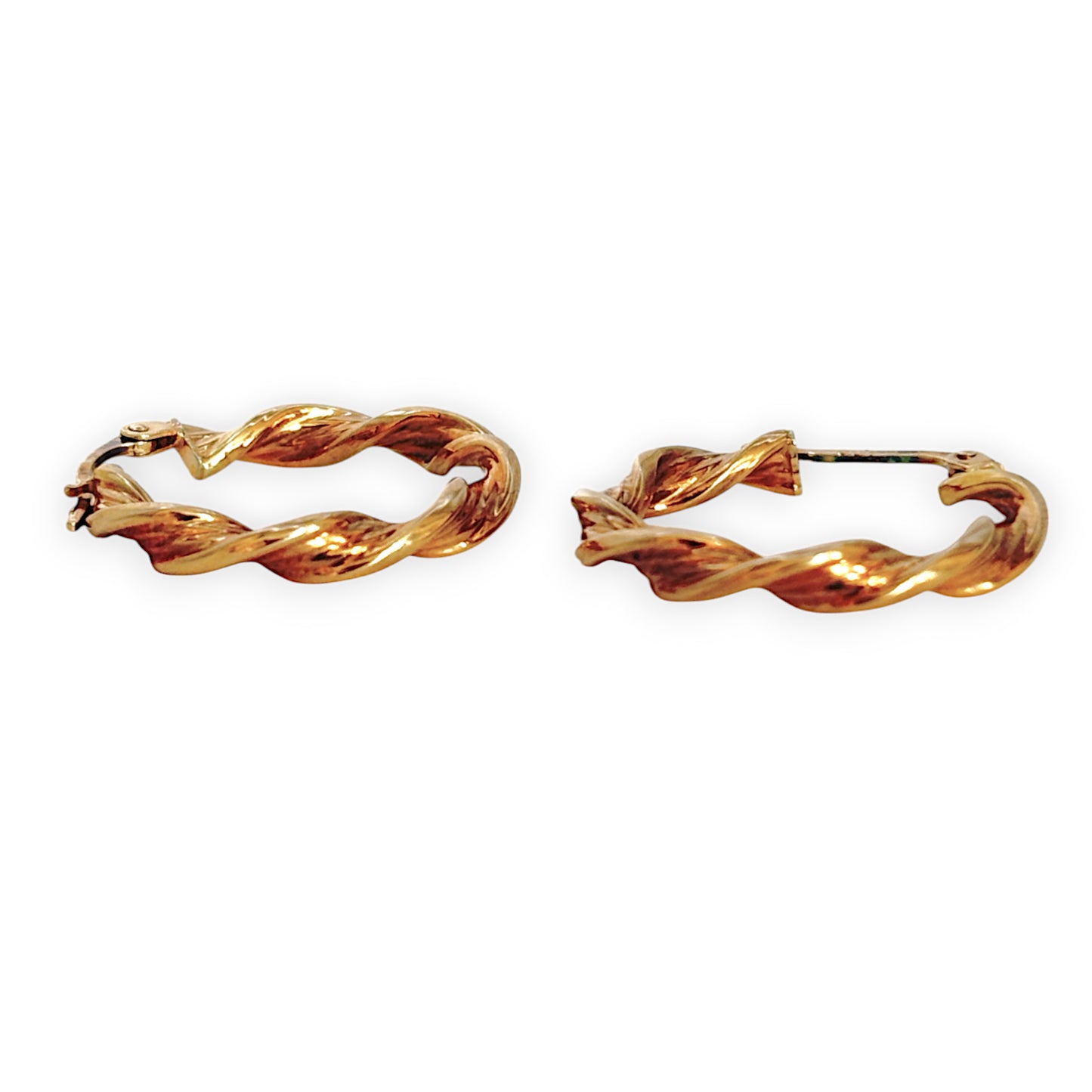 9ct Gold Round Twist Hoop Earrings. R # 375