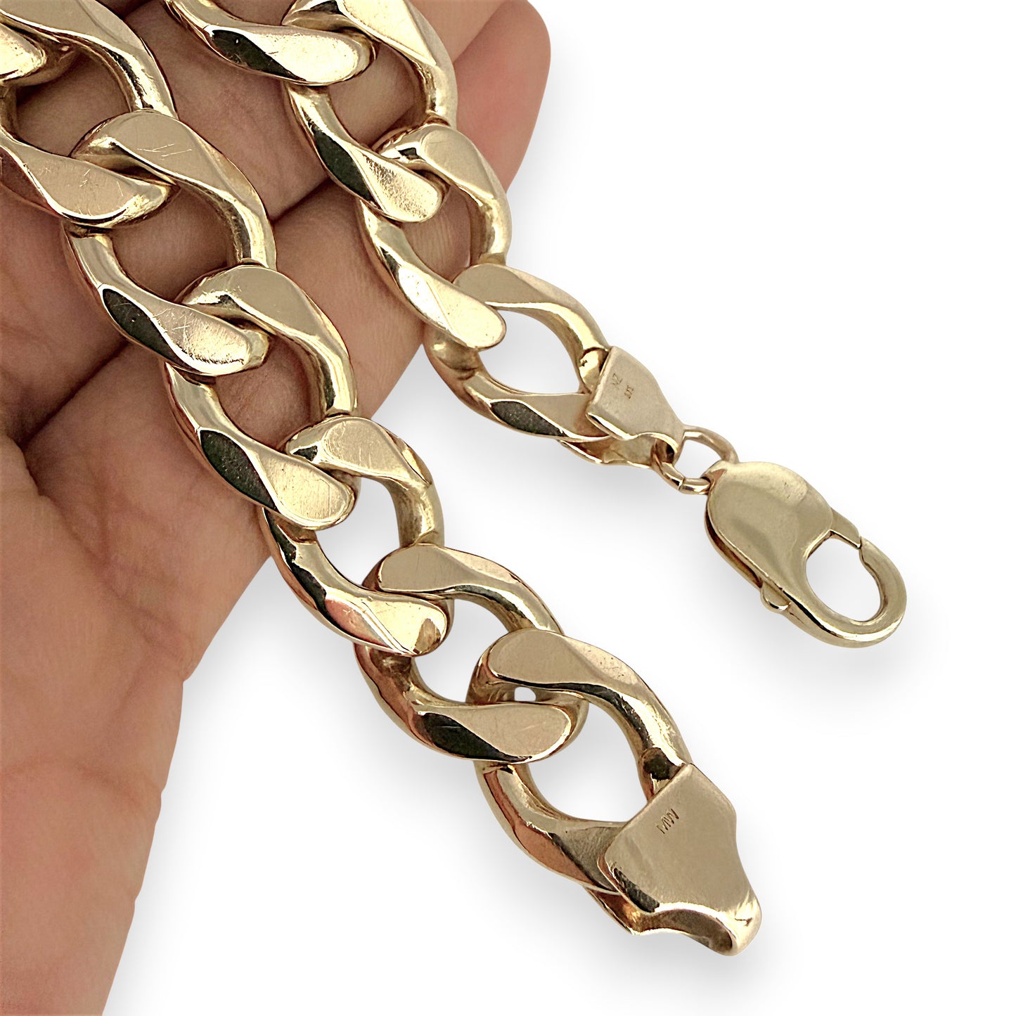 NZGD | 9ct Gold Aureate NZ Power Curb Bracelet 61.18g