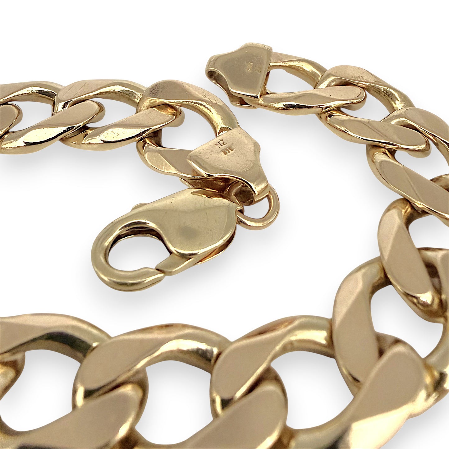 NZGD | 9ct Gold Aureate NZ Power Curb Bracelet 61.18g