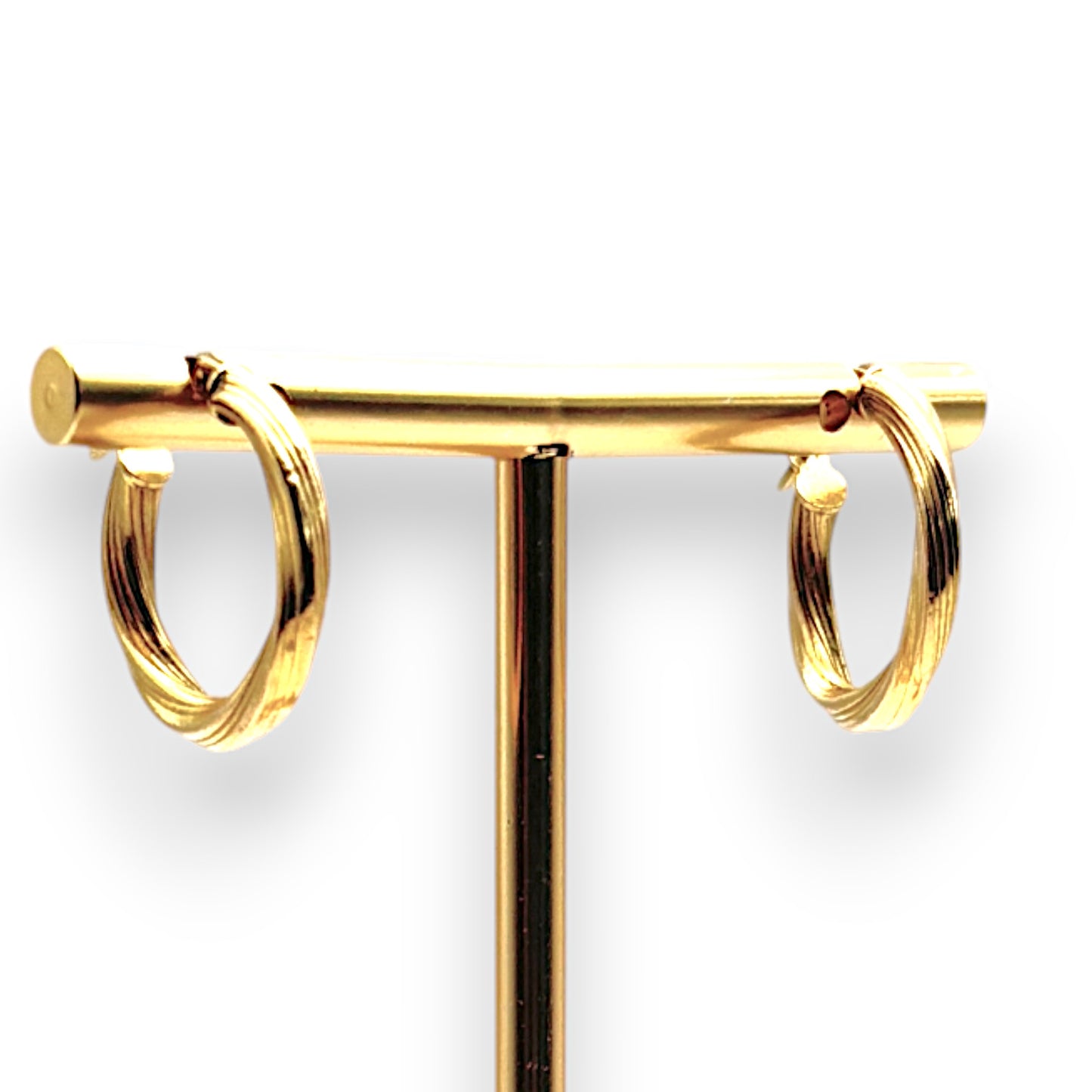 9ct Gold Round Light Rope Hoop Earrings. R # 377