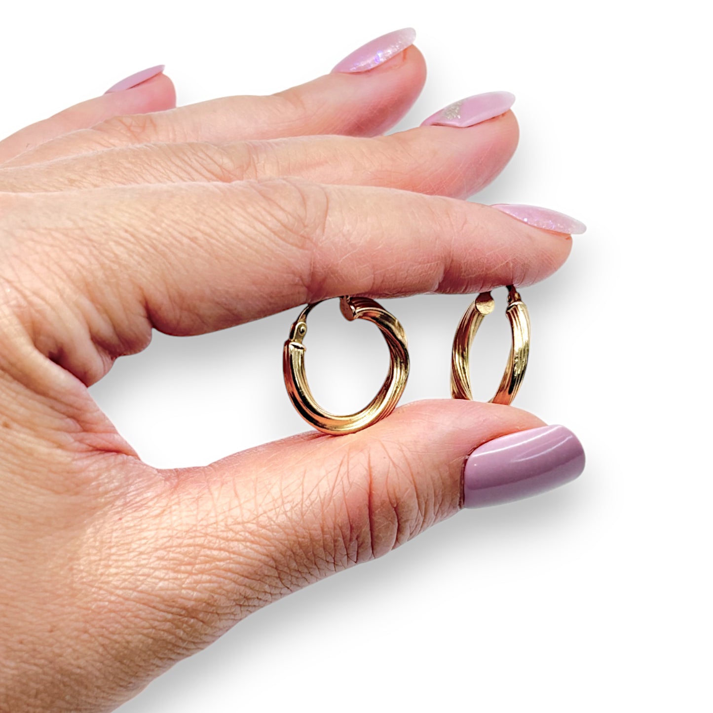 9ct Gold Round Light Rope Hoop Earrings. R # 377