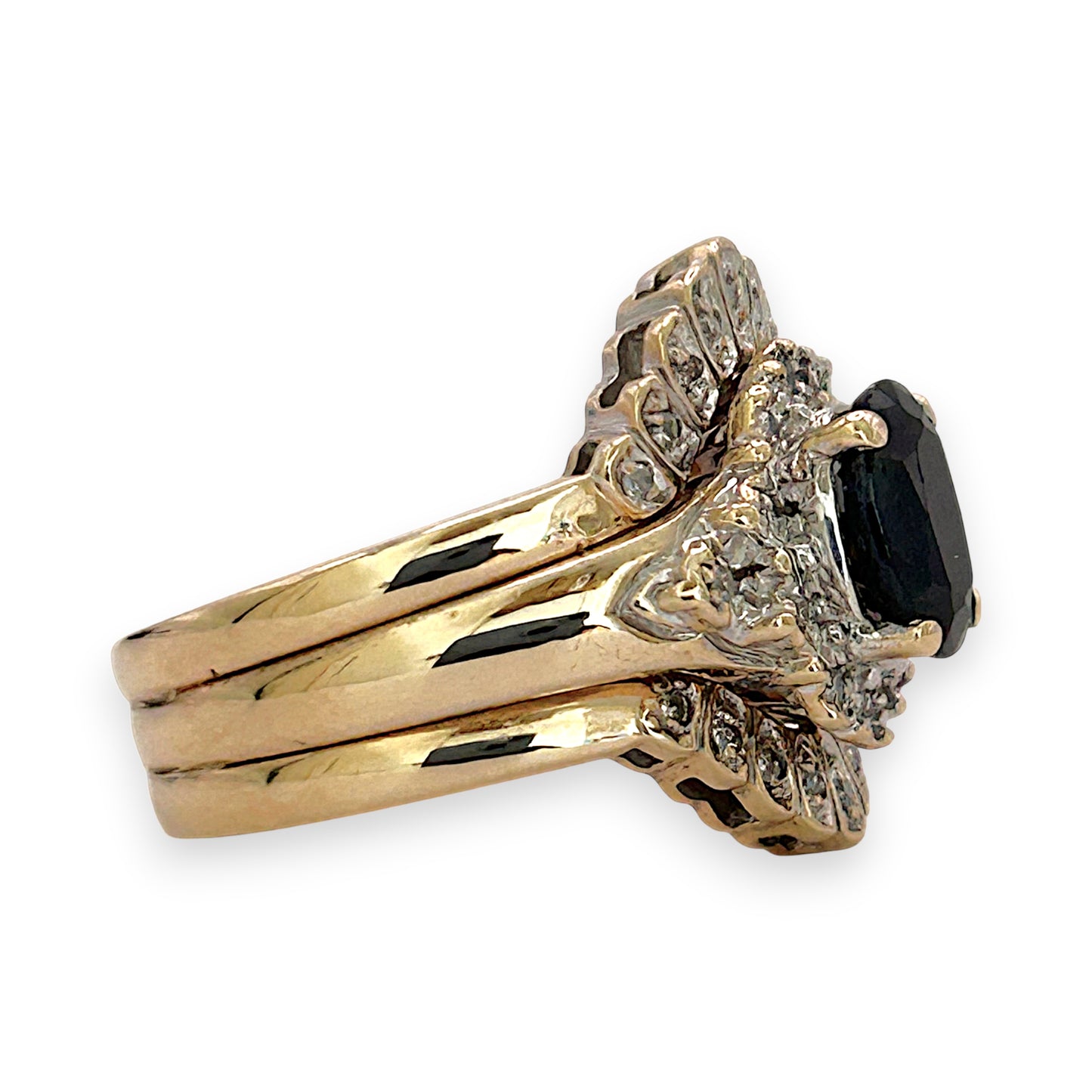 NZGD | 9ct Gold Ring -Sapphire Trinity Crown Set Valuation $5,300