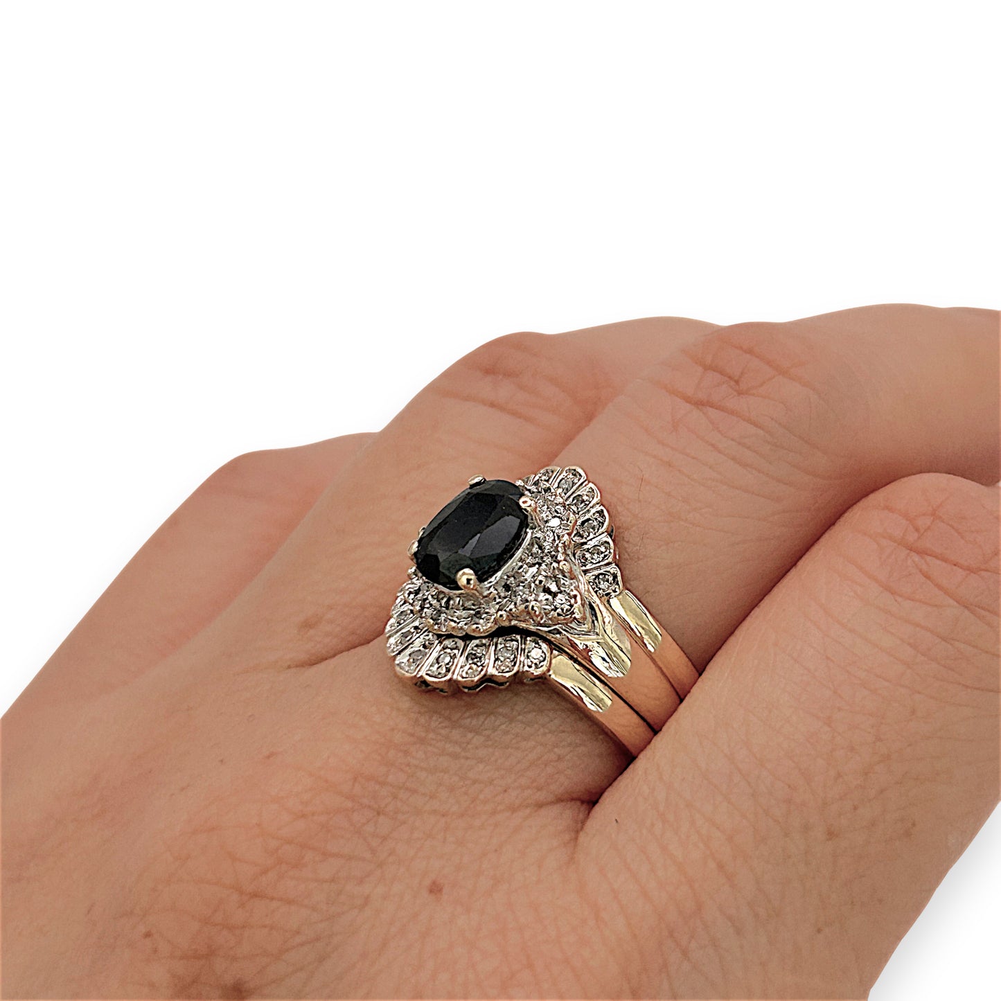 NZGD | 9ct Gold Ring -Sapphire Trinity Crown Set Valuation $5,300