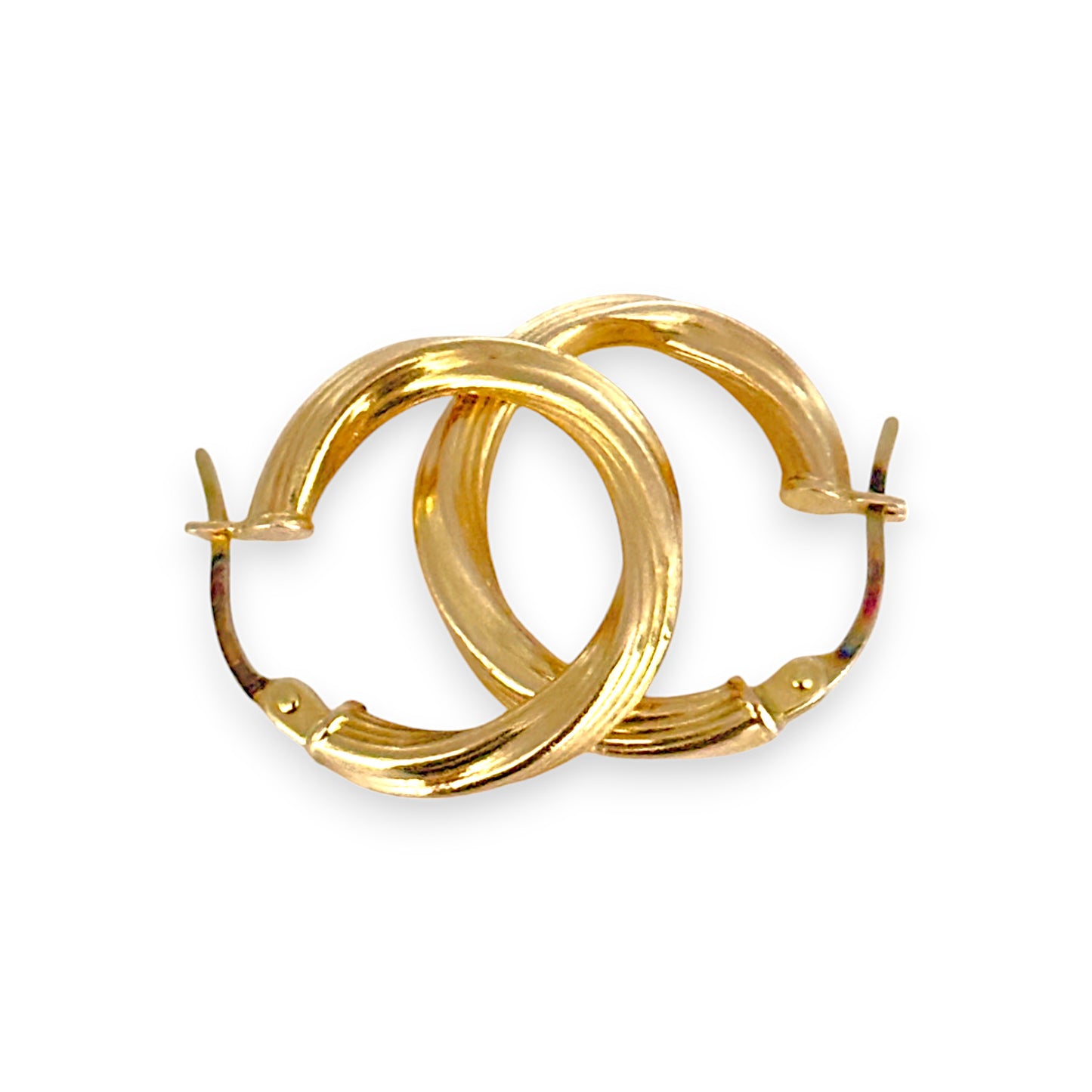 9ct Gold Round Light Rope Hoop Earrings. R # 377
