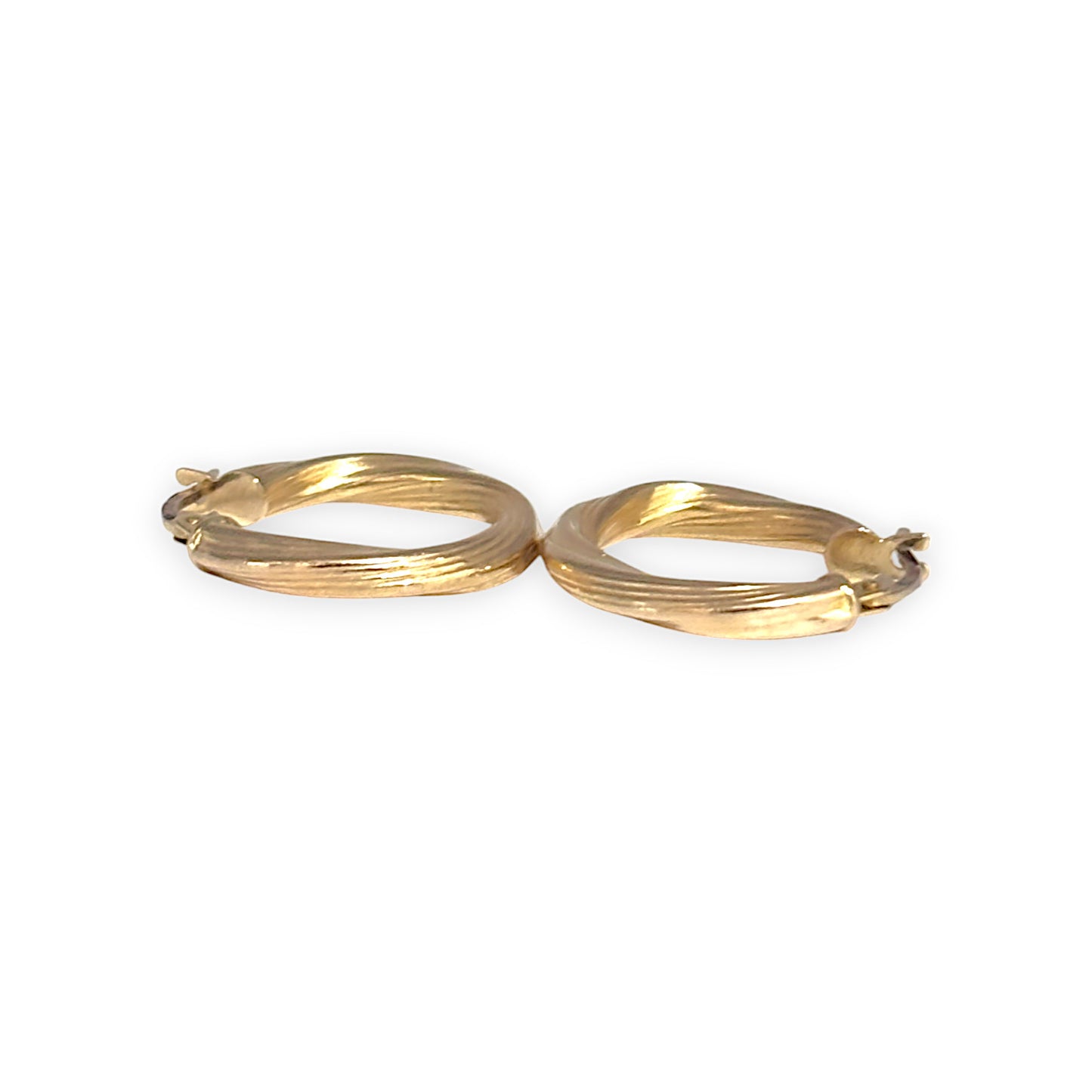 9ct Gold Round Light Rope Hoop Earrings. R # 377