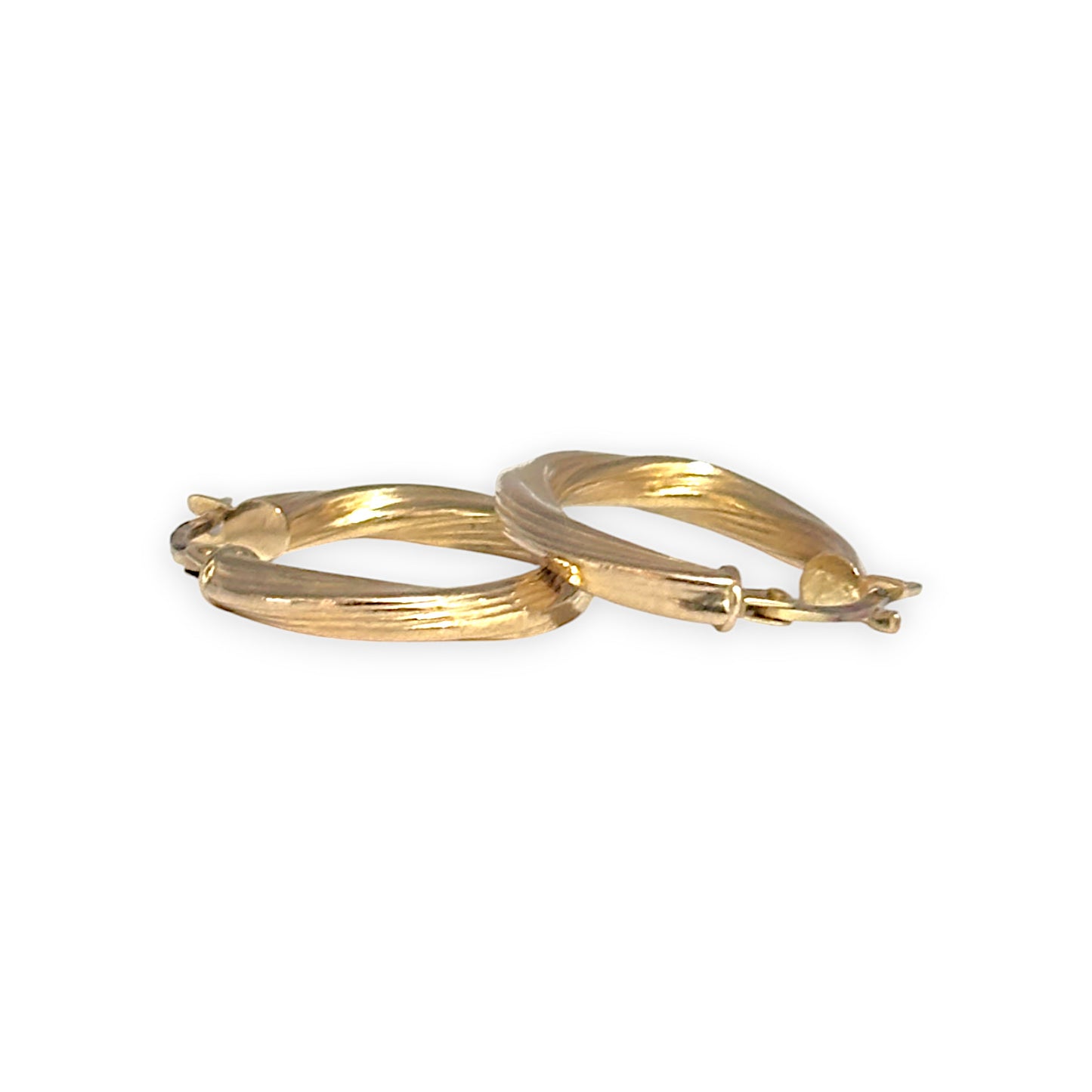 9ct Gold Round Light Rope Hoop Earrings. R # 377