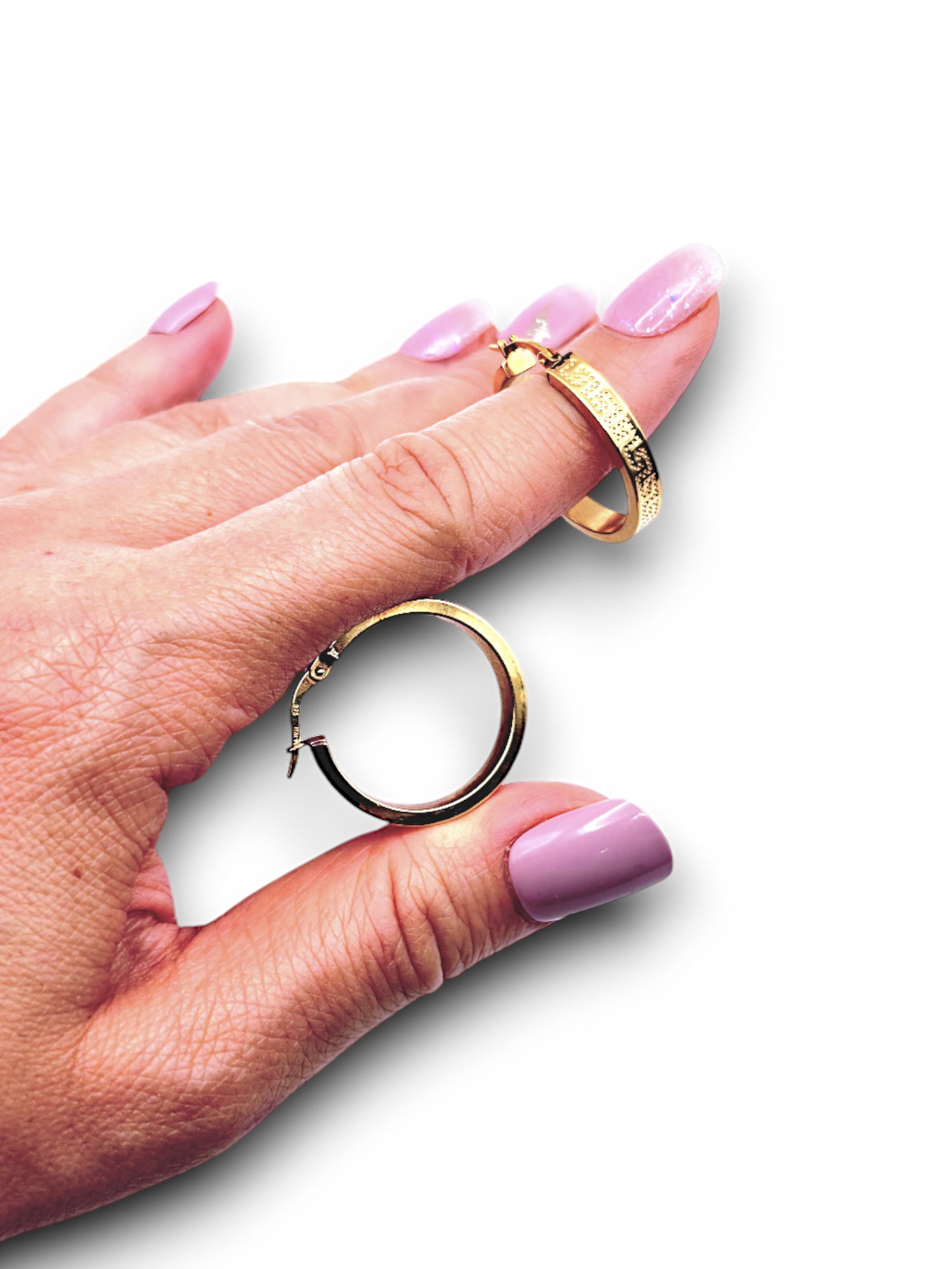 GOLD DEAL | 9ct Gold Fine Texture Wide Hoop Earrings