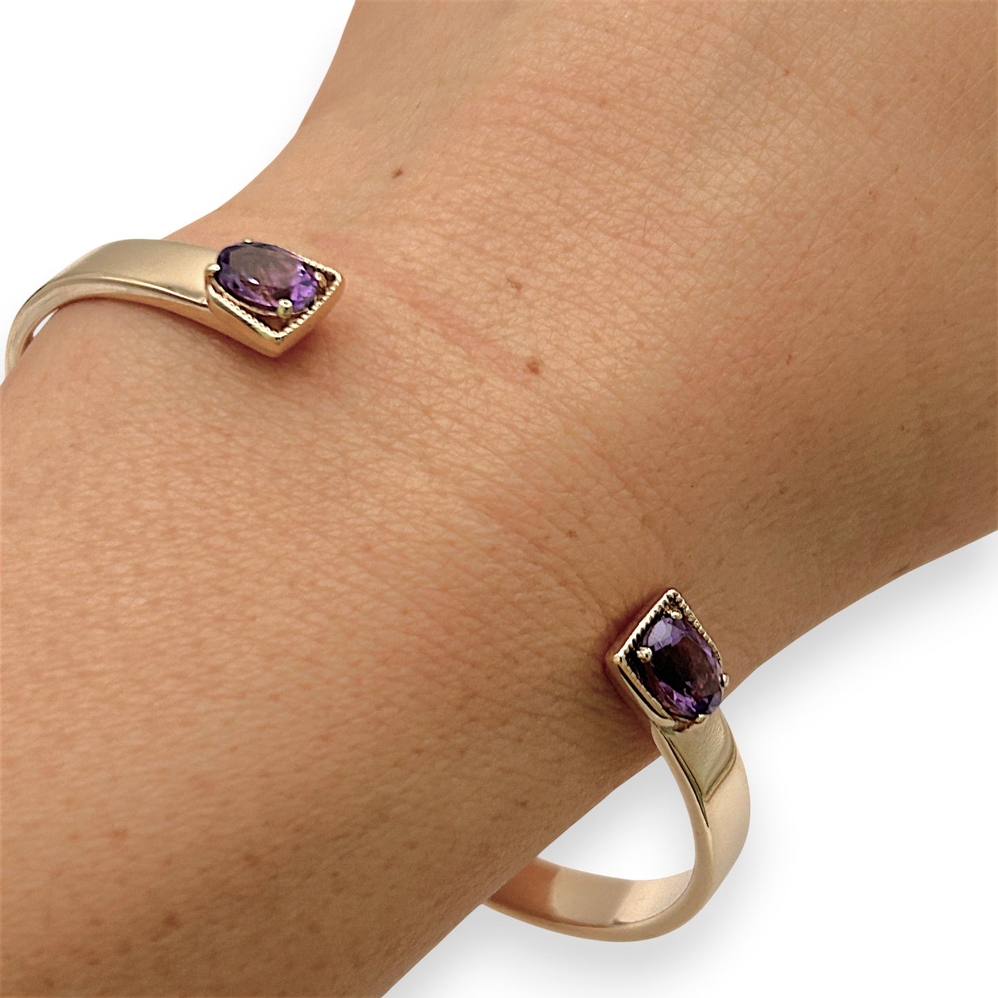 NZGD | 9ct Gold Bangle Amethyst Aura Open Bangle