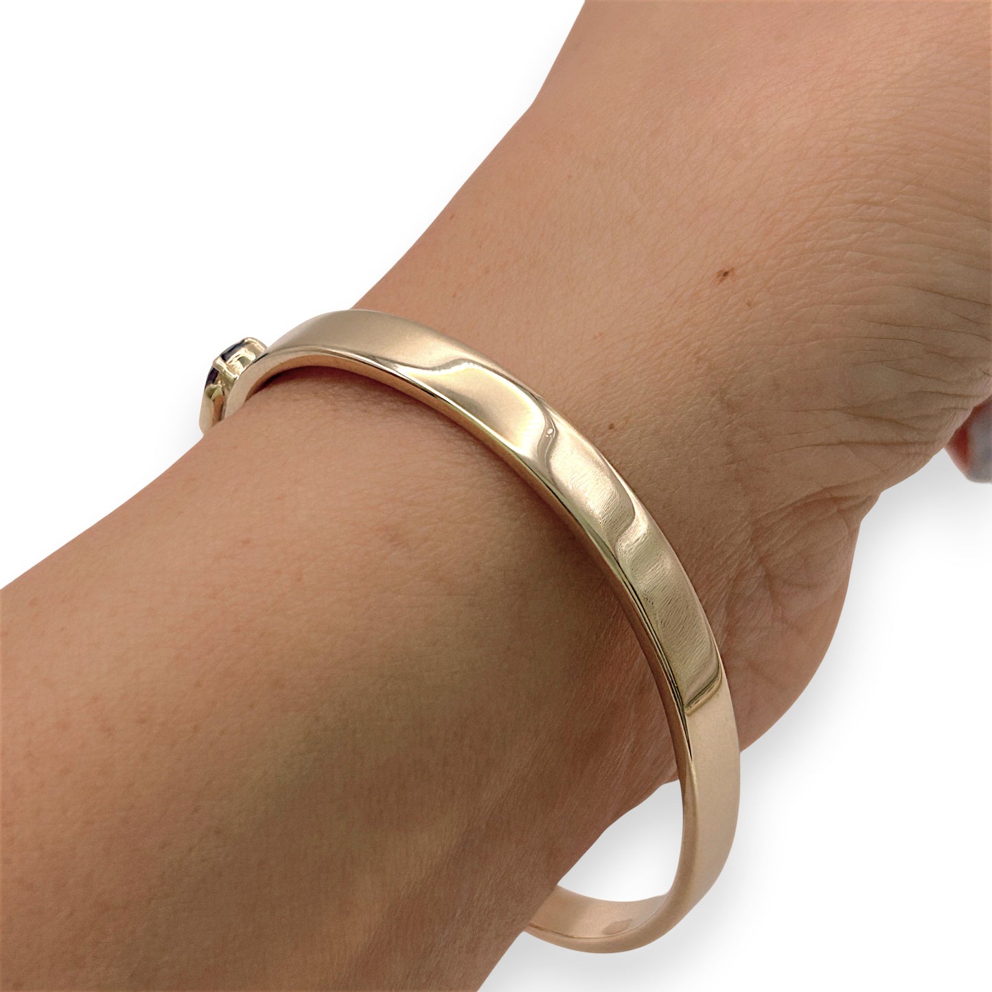 NZGD | 9ct Gold Bangle Amethyst Aura Open Bangle