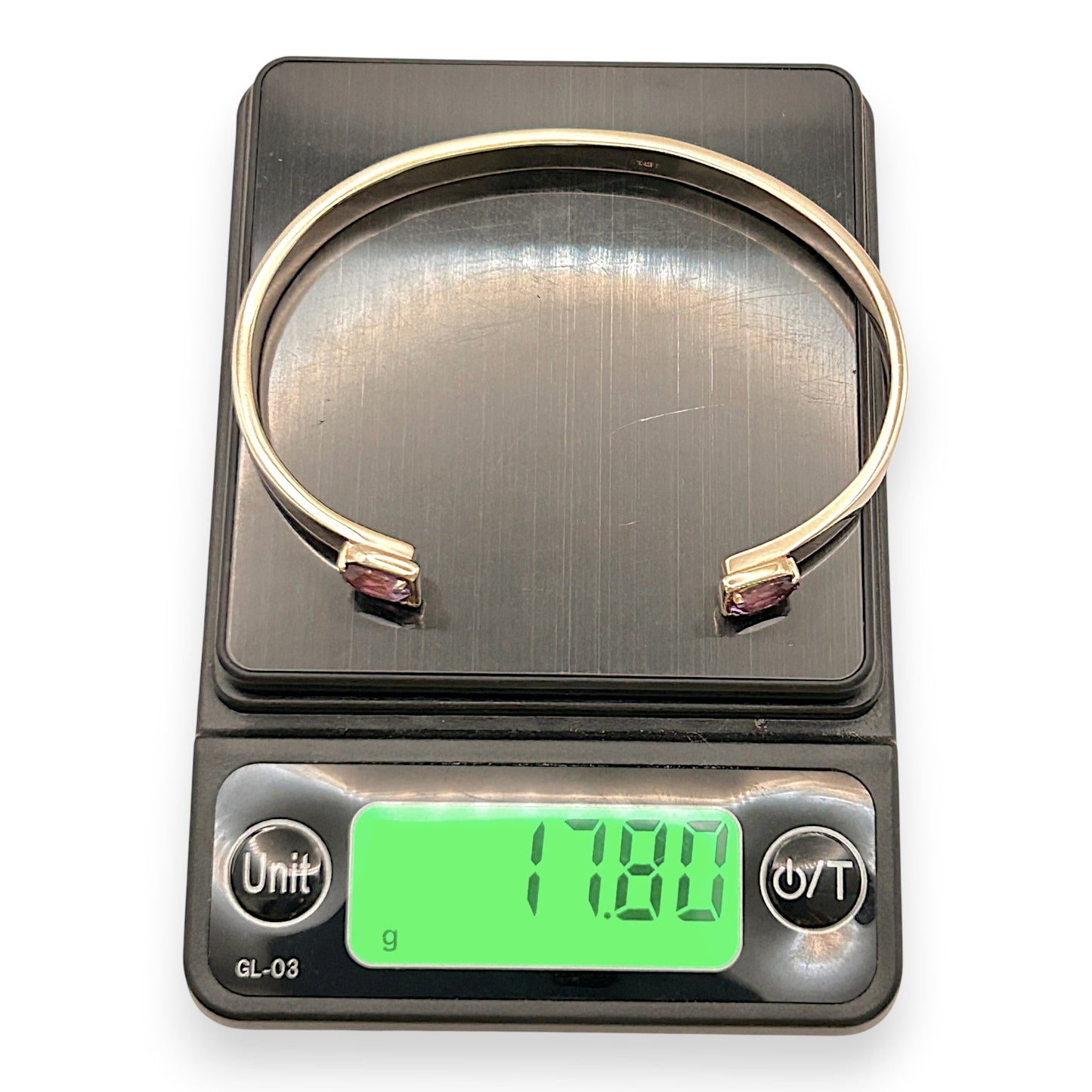 NZGD | 9ct Gold Bangle Amethyst Aura Open Bangle