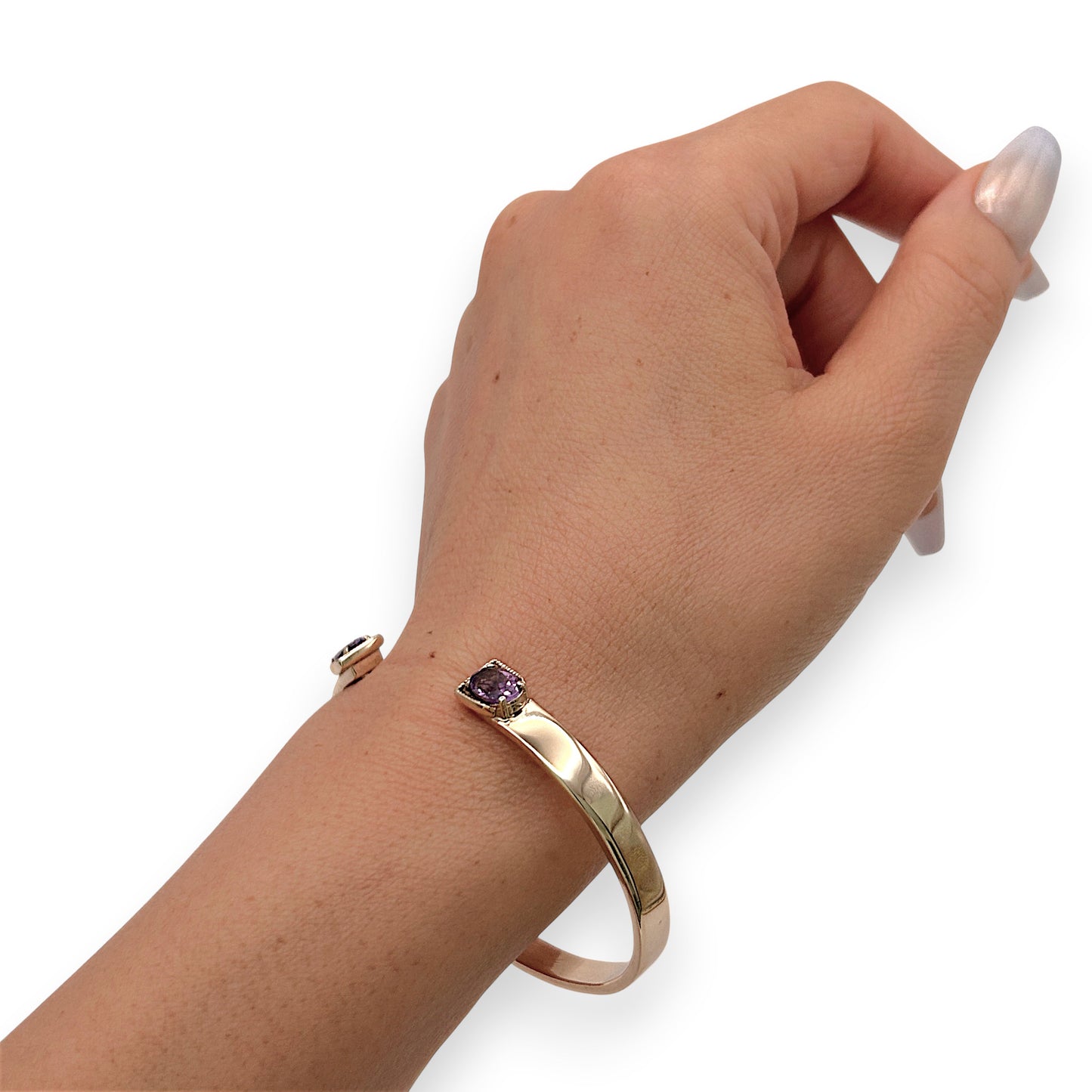 NZGD | 9ct Gold Bangle Amethyst Aura Open Bangle