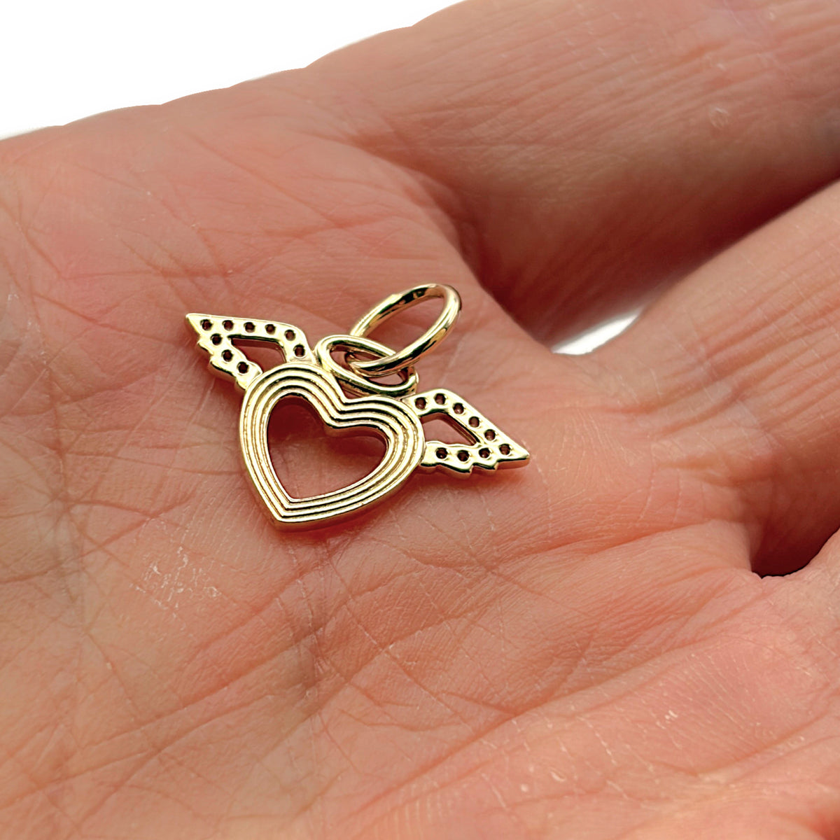 NZGD | 14ct Gold Angel Wings Heart Pendant 12.8mm (Please Check Caliber Photos)