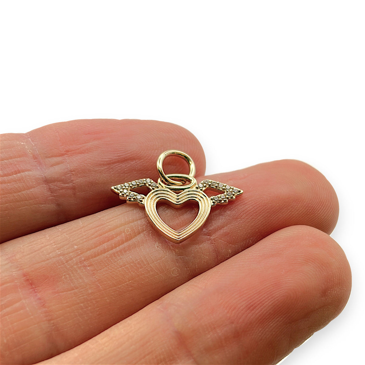 NZGD | 14ct Gold Angel Wings Heart Pendant 12.8mm (Please Check Caliber Photos)