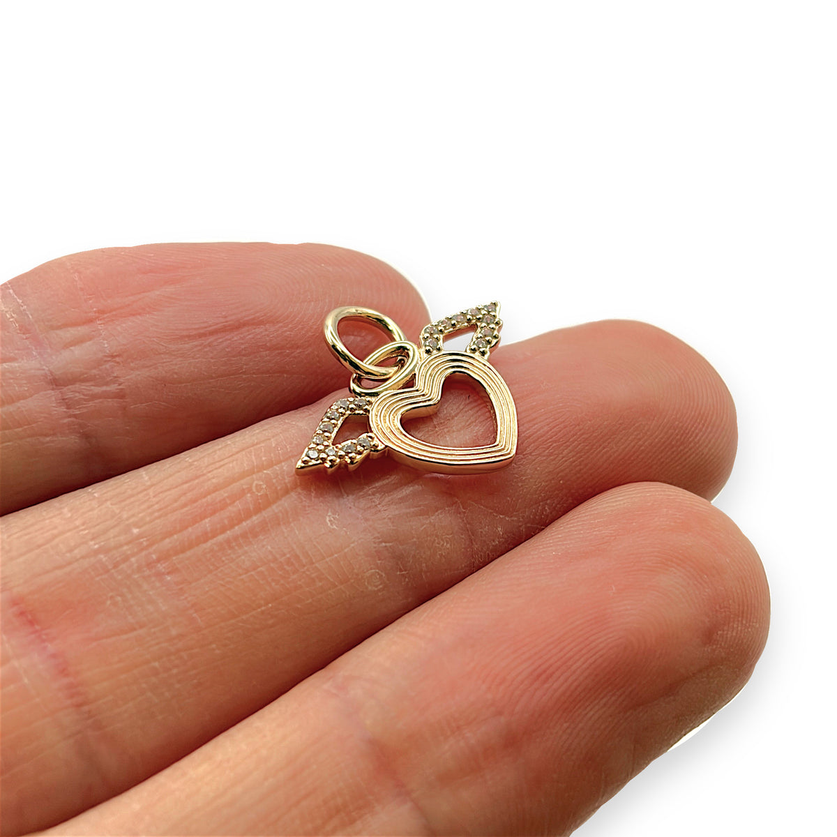 NZGD | 14ct Gold Angel Wings Heart Pendant 12.8mm (Please Check Caliber Photos)