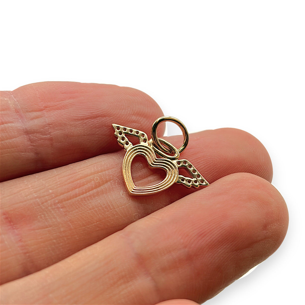 NZGD | 14ct Gold Angel Wings Heart Pendant 12.8mm (Please Check Caliber Photos)