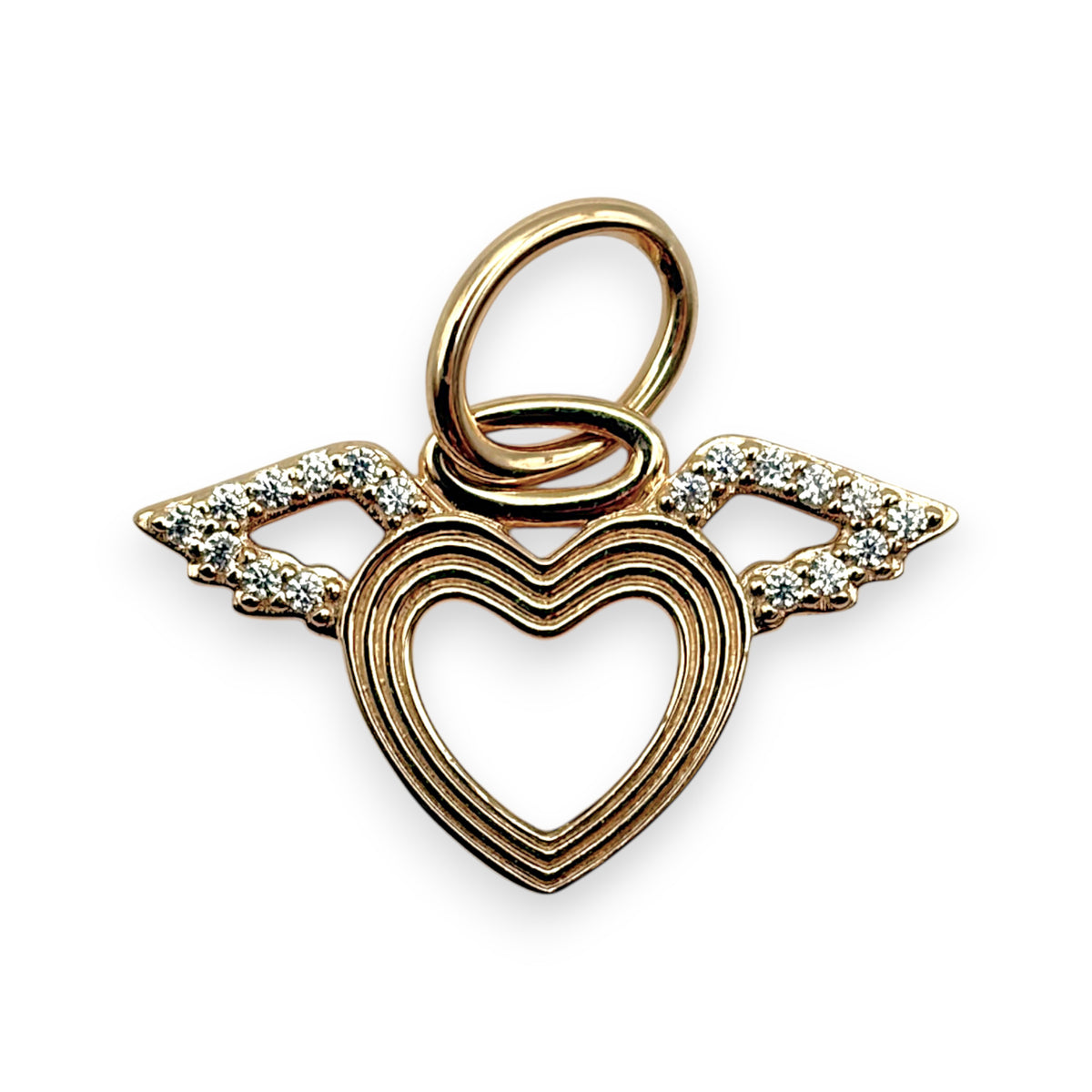 NZGD | 14ct Gold Angel Wings Heart Pendant 12.8mm (Please Check Caliber Photos)