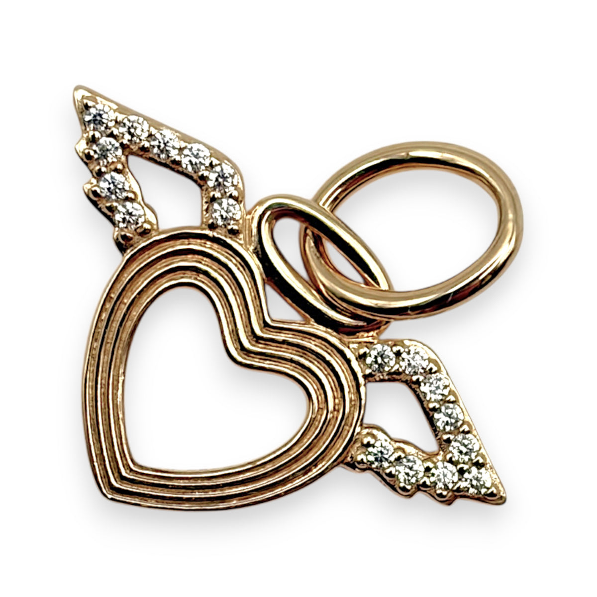 NZGD | 14ct Gold Angel Wings Heart Pendant 12.8mm (Please Check Caliber Photos)