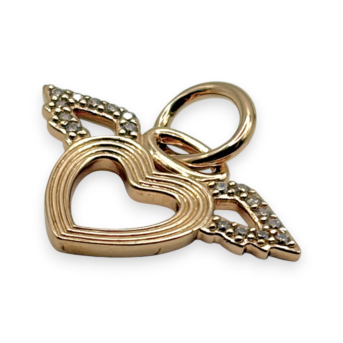 NZGD | 14ct Gold Angel Wings Heart Pendant 12.8mm (Please Check Caliber Photos)