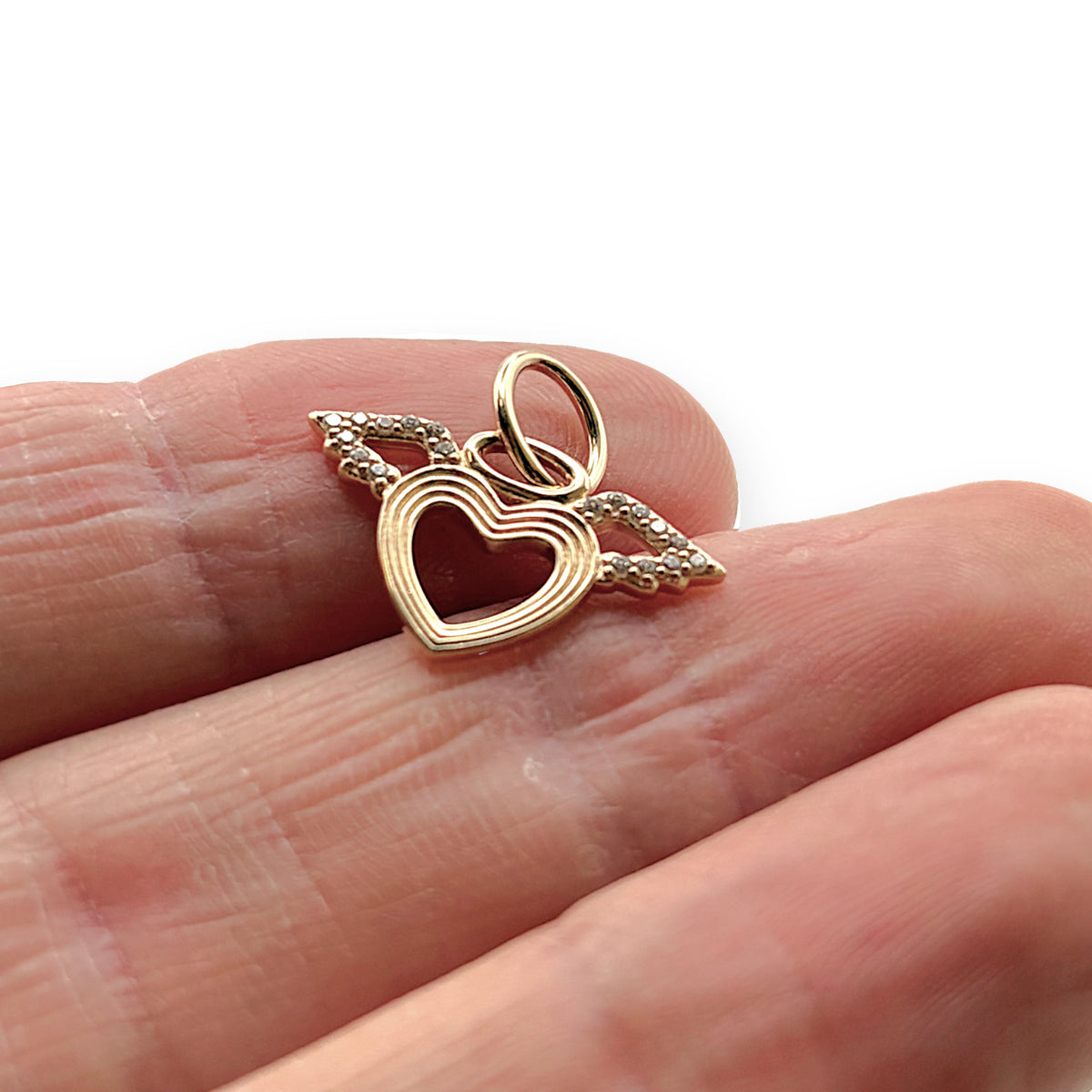 NZGD | 14ct Gold Angel Wings Heart Pendant / Charm