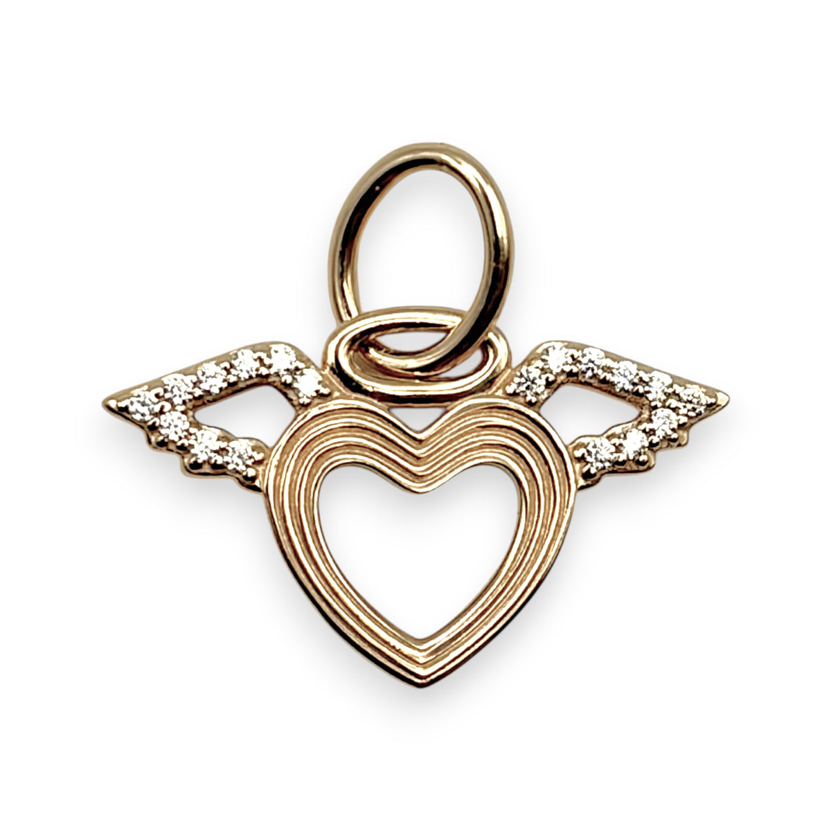 NZGD | 14ct Gold Angel Wings Heart Pendant / Charm