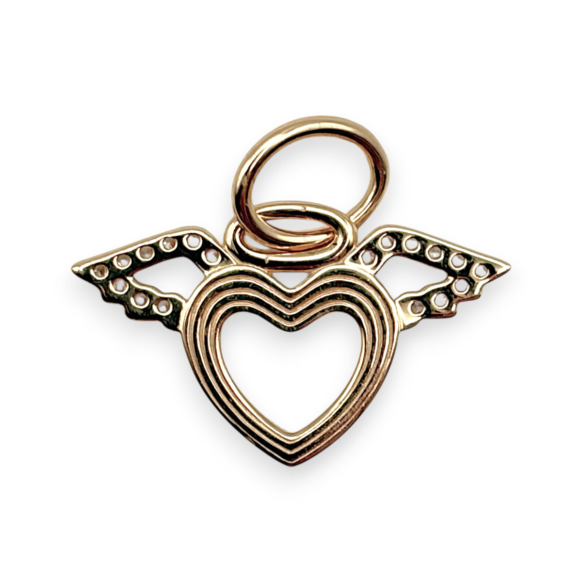 NZGD | 14ct Gold Angel Wings Heart Pendant / Charm