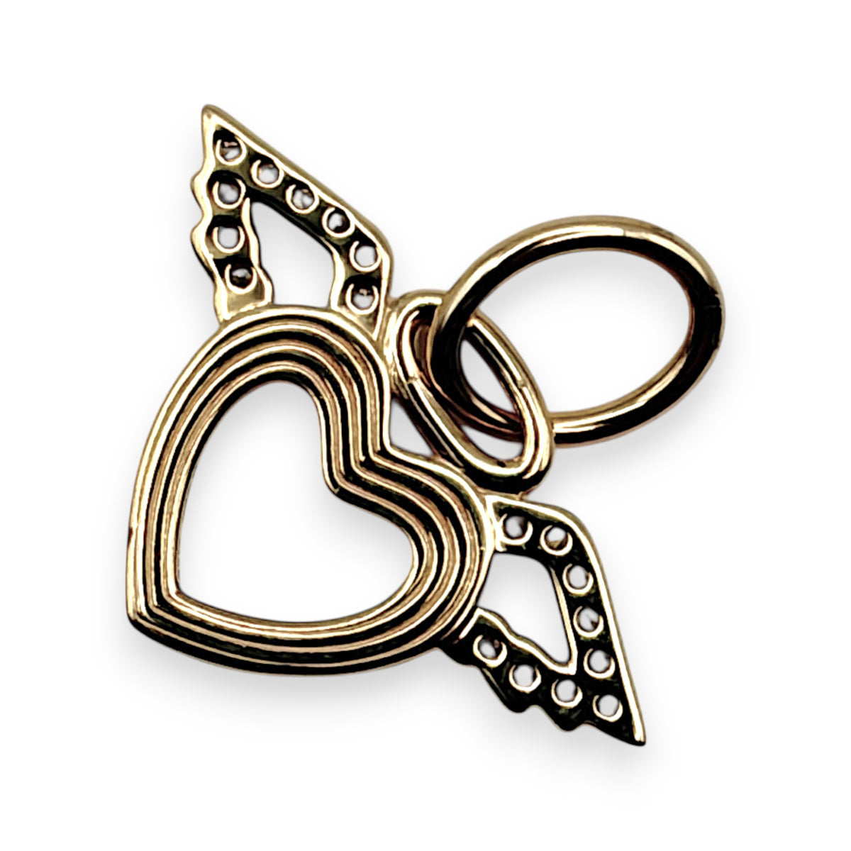 NZGD | 14ct Gold Angel Wings Heart Pendant / Charm