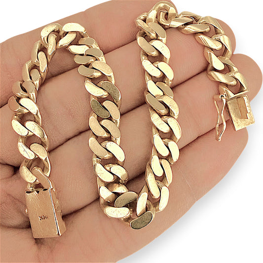 NZGD | 18ct Gold Molten Curb Bracelet 22 cm