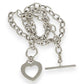 SILVER DEAL | Sterling Silver Open Heart Toggle Clasp Necklace 42cm