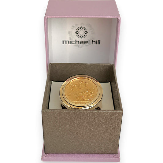 NZGD | MICHAEL HILL Full Sovereign Ring – 22ct Coin, 10ct Gold Frame