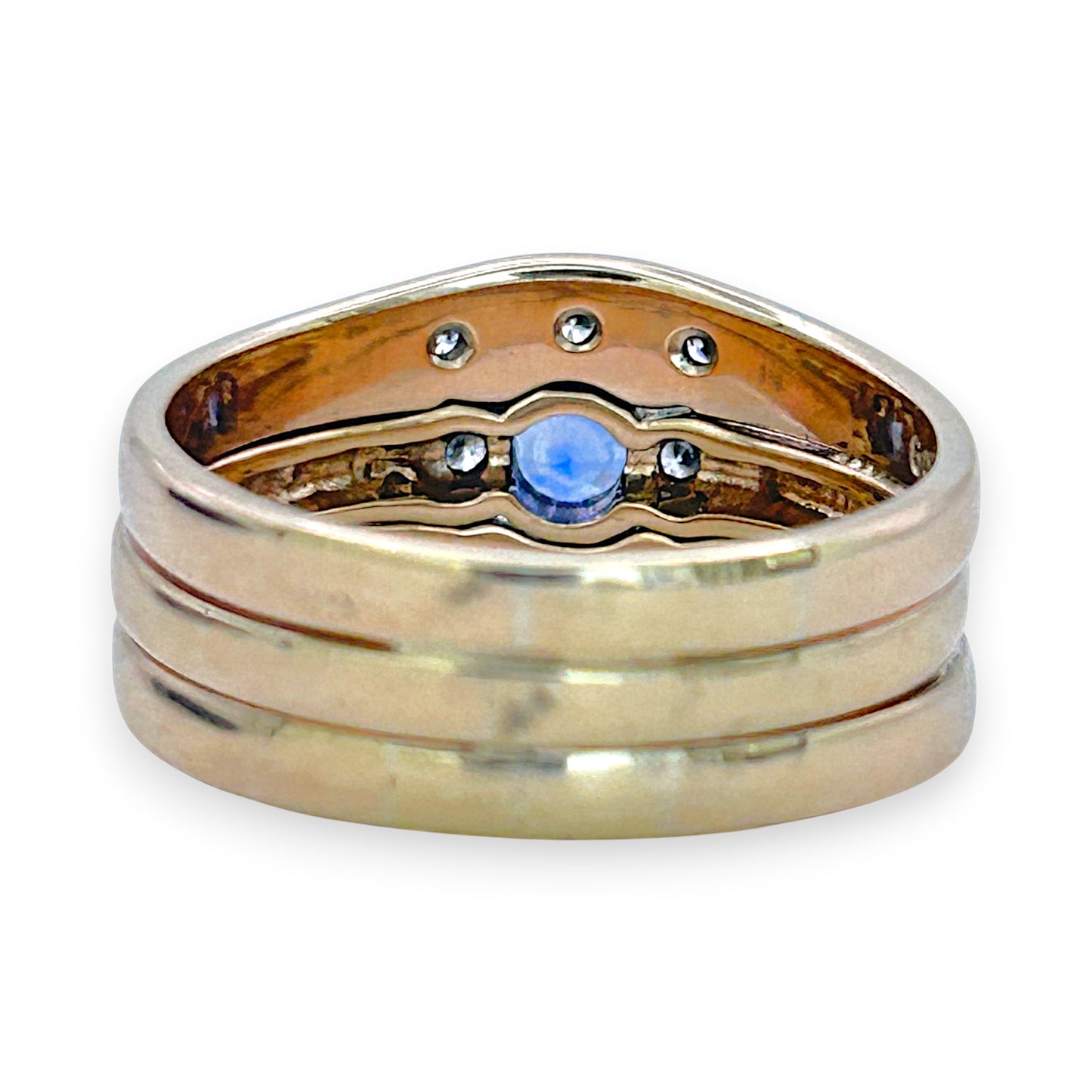 NZGD | 9ct Gold Celestia Sapphire Trio Ring Valuation $4,450