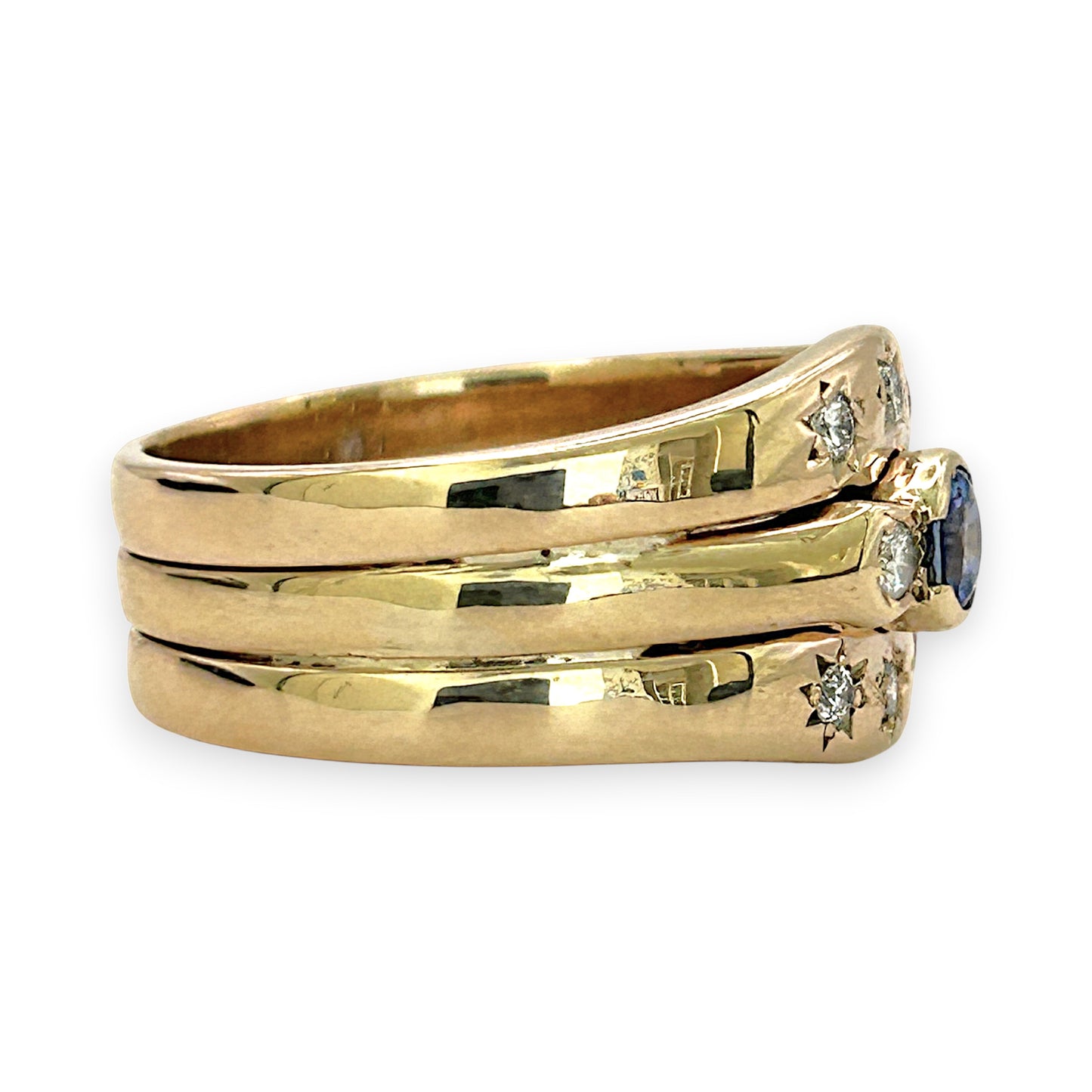 NZGD | 9ct Gold Celestia Sapphire Trio Ring Valuation $4,450