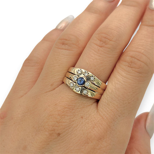 NZGD | 9ct Gold Celestia Sapphire Trio Ring Valuation $4,450
