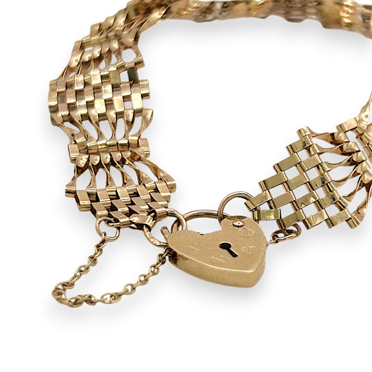 NZGD | 9ct Gold Heritage Heartlock Bracelet 18cm