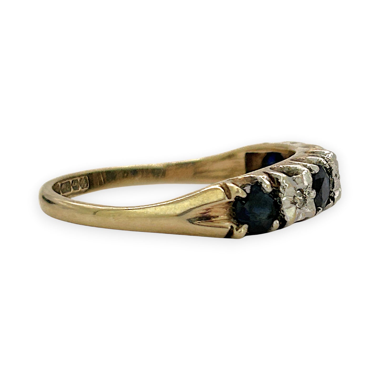 NZGD | 9ct Gold Midnight Blue Horizon Band Ring Size N 1/2