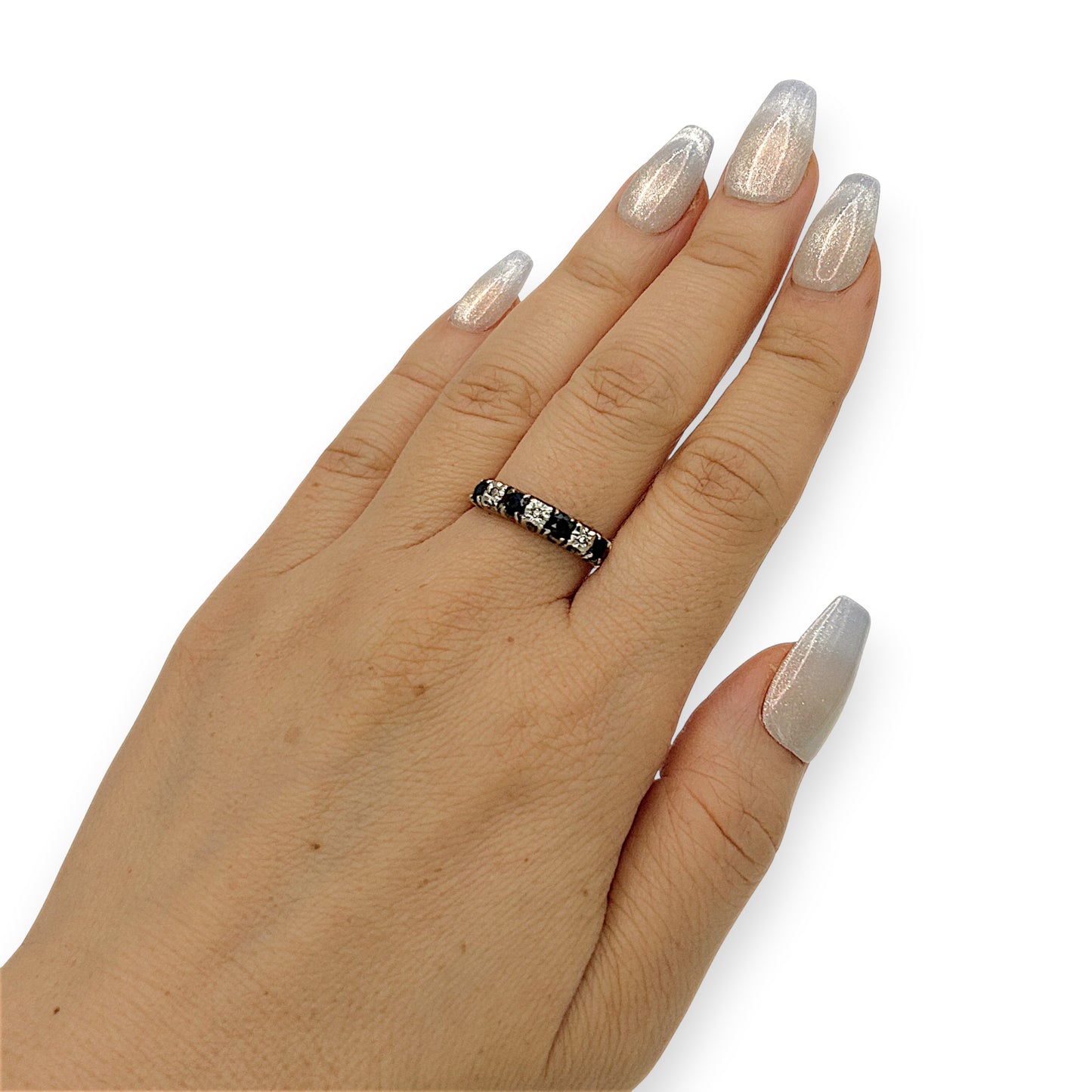 NZGD | 9ct Gold Midnight Blue Horizon Band Ring Size N 1/2
