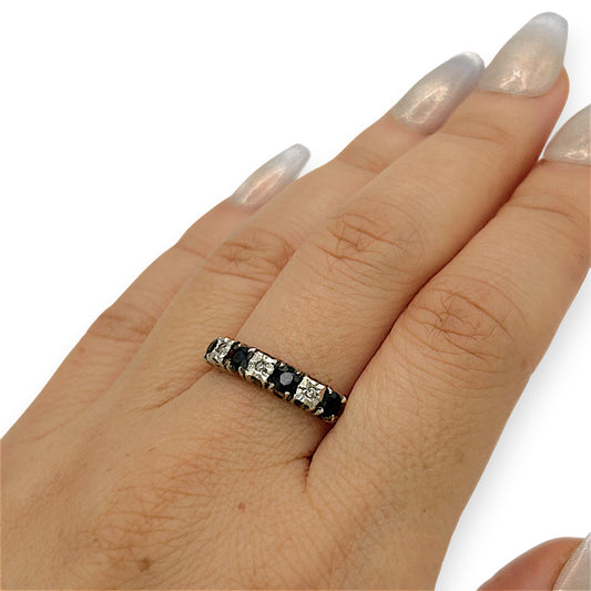 NZGD | 9ct Gold Midnight Blue Horizon Band Ring Size N 1/2