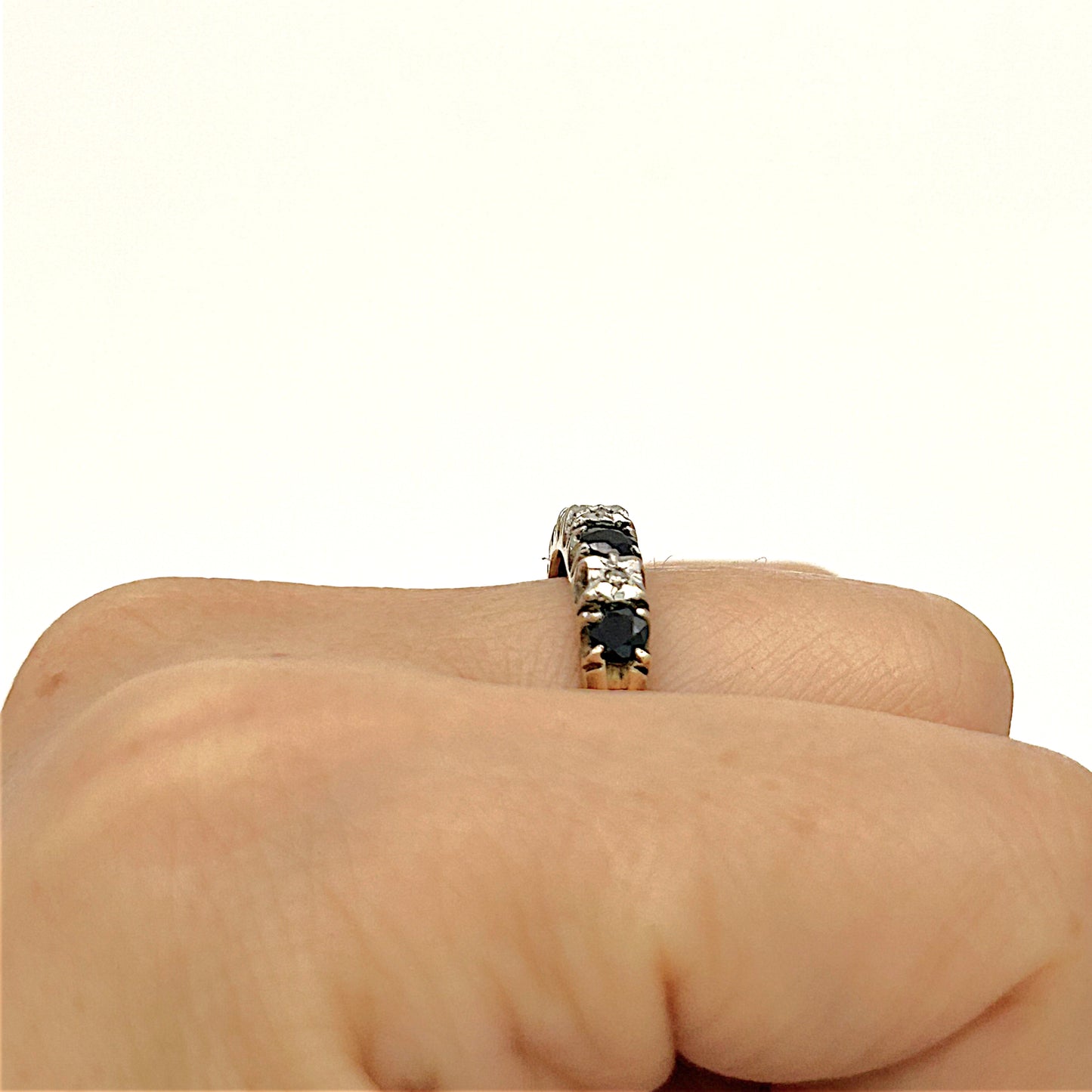 NZGD | 9ct Gold Midnight Blue Horizon Band Ring Size N 1/2