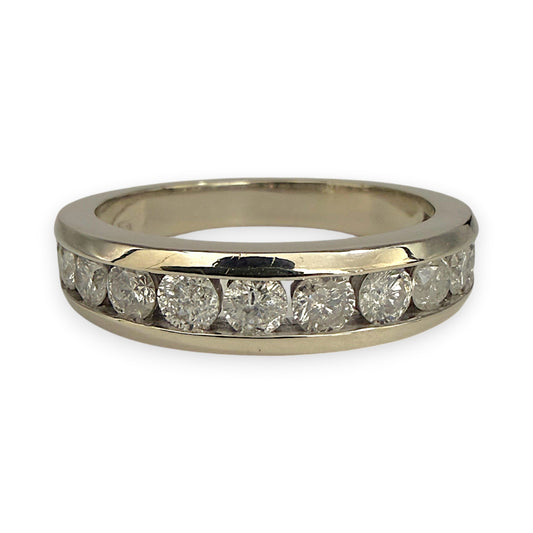 NZGD | 10ct White Gold Diamond Horizon Ring Size O 1/2